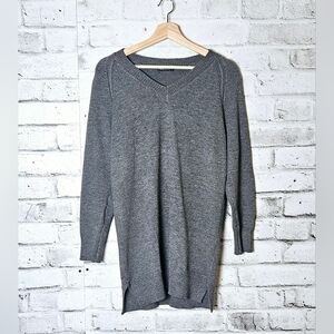 FHQ Collection Gray Longline V-Neck Knit Sweater Dress Size Small